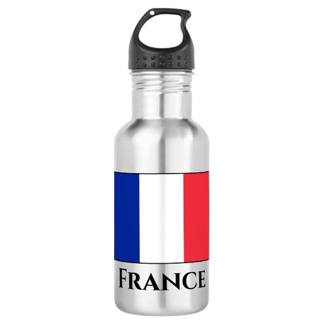 France (French) Flag Stainless Steel Water Bottle (Front)