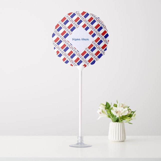 France French Flag Tiled Blue Personalization  Balloon (In SItu)