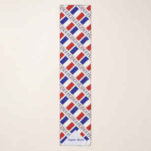 France French Flag Tiled Blue Personalized Scarf