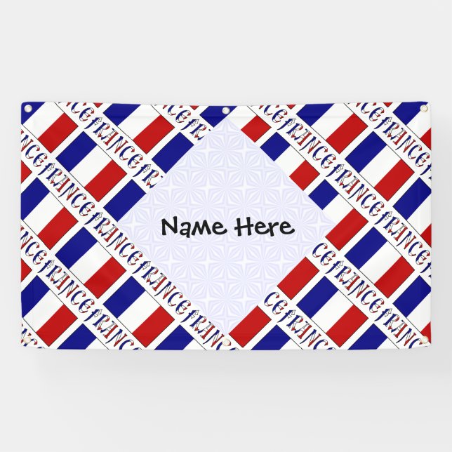 France French Flag Tiled Personalized  Banner (Horizontal)