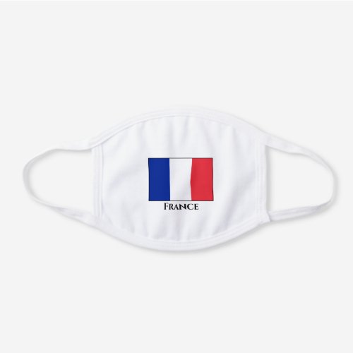France French Flag White Cotton Face Mask