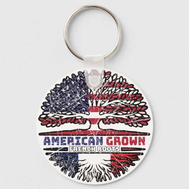 France French US American USA United States Tree Keychain (Front)
