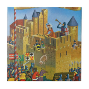 France, French vintage Medieval Carcassonne Tile