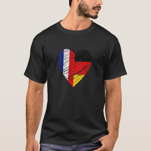 France Germany Heart German Flag French Flag Love  T_Shirt