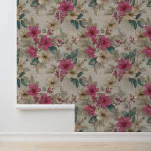France Gray Floral Wallpaper