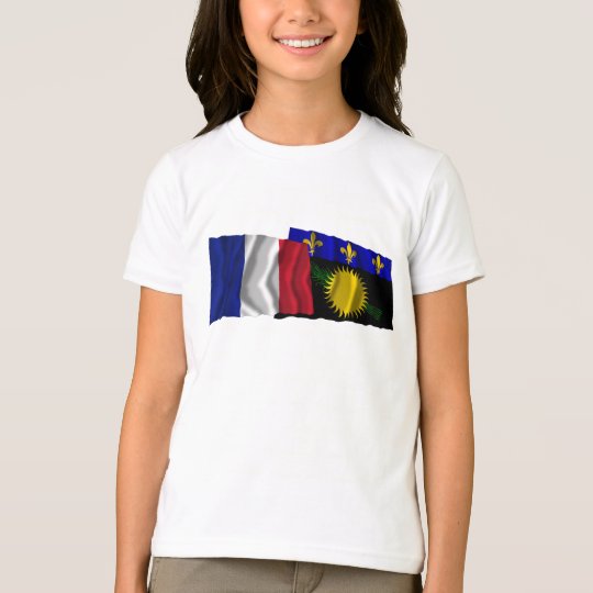 France & Guadeloupe waving flags T-Shirt
