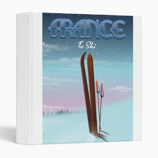 France 'ice' ski sports vacation poster 3 ring binder