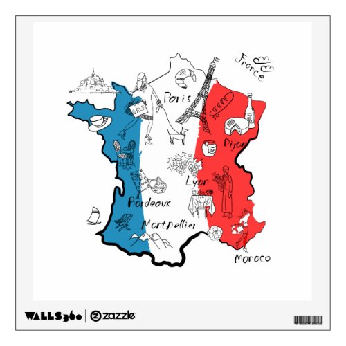 France Illustrated Map Wall Decal
