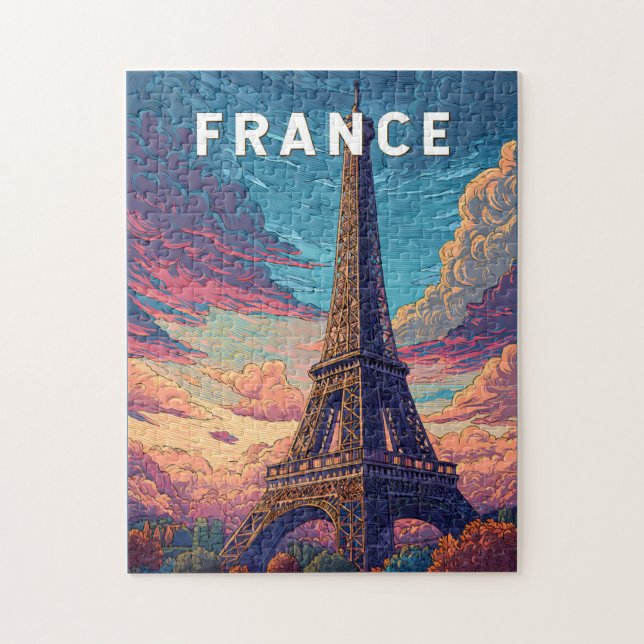 France Illustration Travel Art Vintage Jigsaw Puzzle (Vertical)