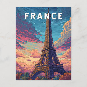 France Illustration Travel Art Vintage Postcard