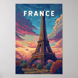 France Illustration Travel Art Vintage Poster