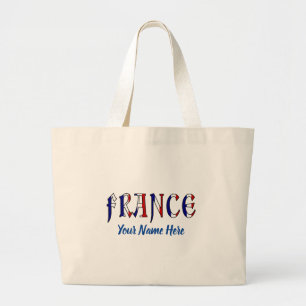 France in French Flag Colors Personalized  Large Tote Bag