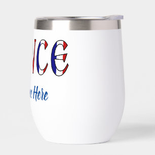 France in French Flag Colors Personalized Thermal Wine Tumbler