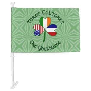 France Ireland USA Shamrock Flag Personalized
