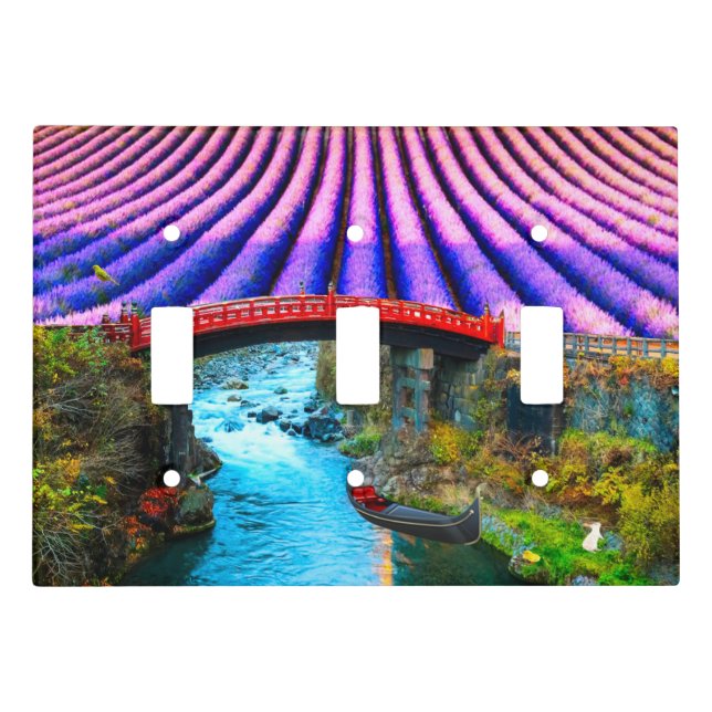 France Italy Fantasy Triple Toggle Light Switch Cover (Front)