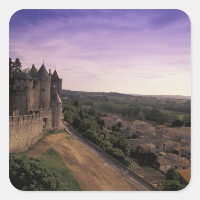 FRANCE, Languedoc Carcassonne 2 Square Sticker (Front)