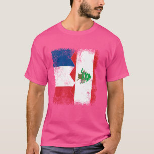 France Lebanon Flags  Half Lebanese French Roots V T-Shirt