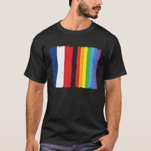 France LGBTQ Flag Rainbow Queer Gay T-Shirt