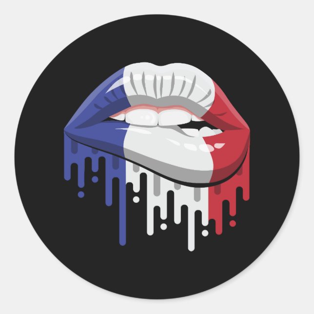 France lips pride root flag classic round sticker (Front)