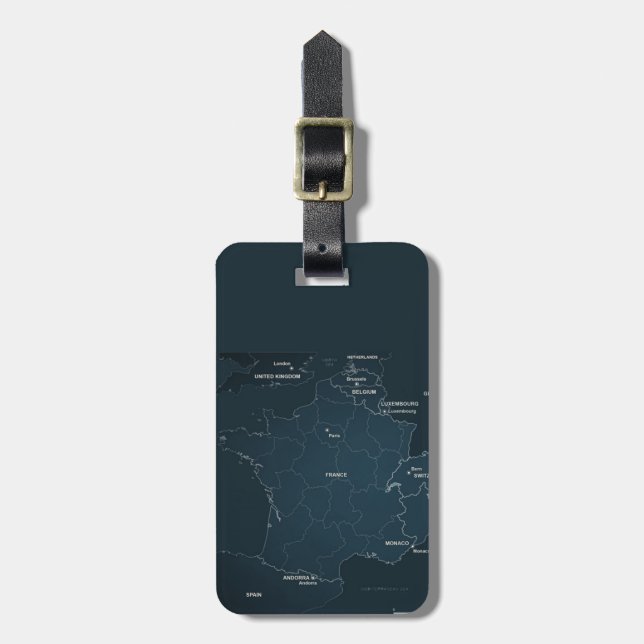 France Luggage Tag w/ leather strap (Front Vertical)