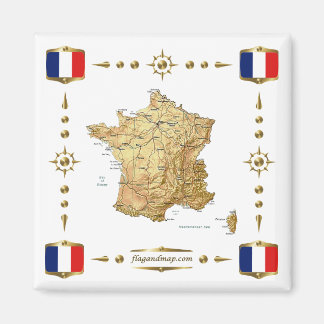France Map + Flags Magnet