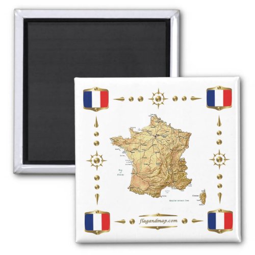 France Map  Flags Magnet