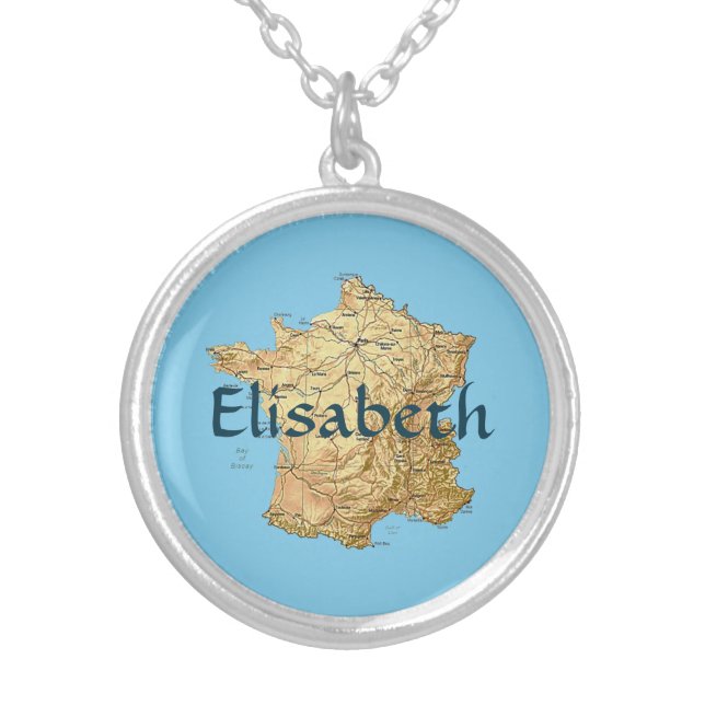 France Map + Name Necklace (Front)