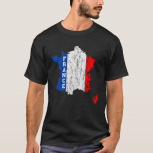 France map outline French flag French tourist T-Shirt