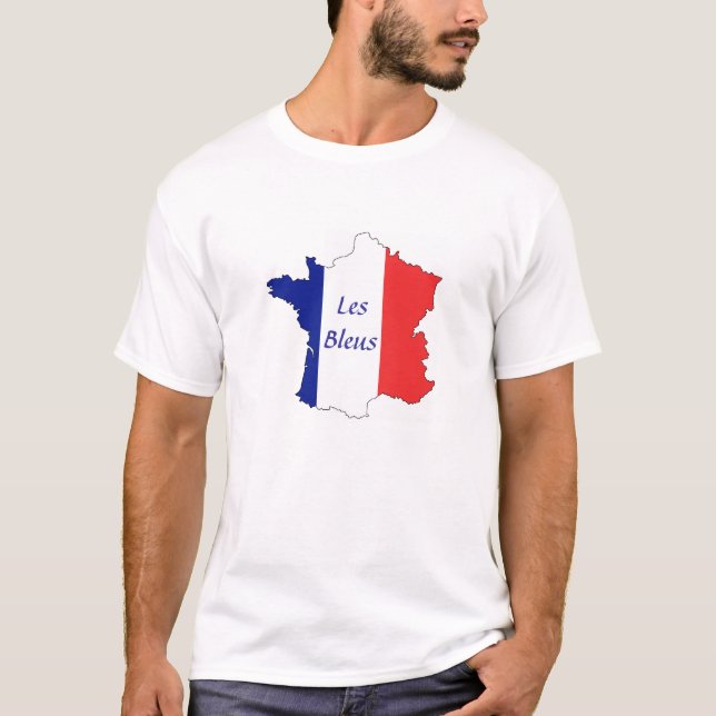 France Map Tricolor Les Bleus T-Shirt (Front)