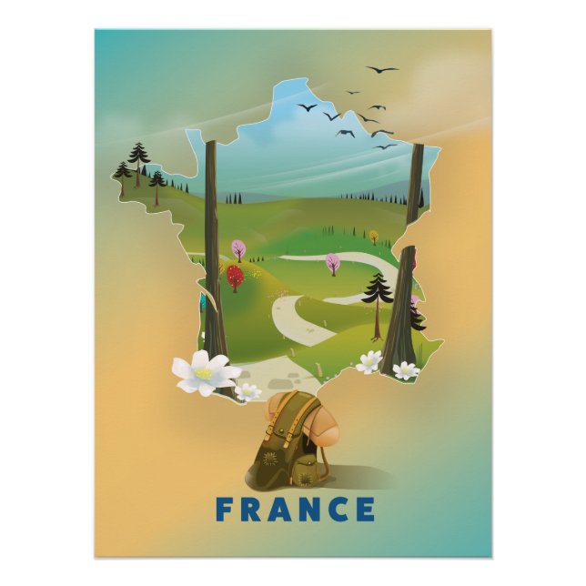 France map vintage travel poster (Front)