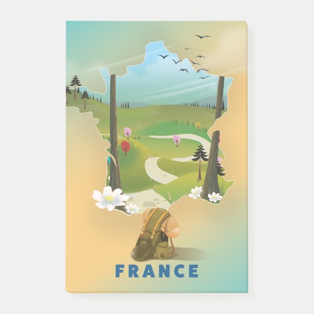France map vintage travel poster post-it notes (Front)