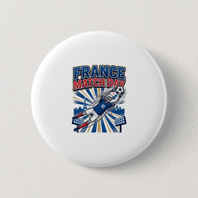 France Match Day Skeleton Striker Nations High Ene Button (Front)
