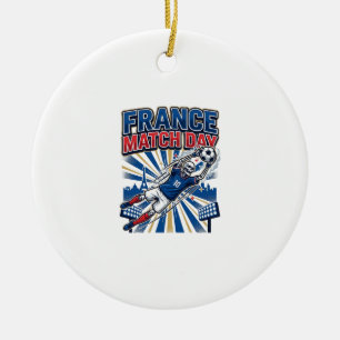 France Match Day Skeleton Striker Nations High Ene Ceramic Ornament