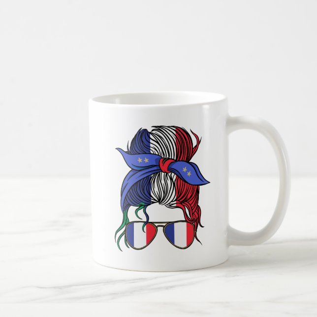 France messy bun with French Flag Coffee Mug (Right)