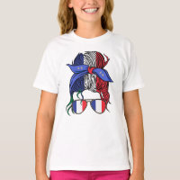 France messy bun with French Flag