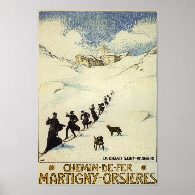France - Monks Skiing Poster (Front)