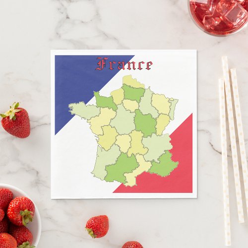 France National Colours And Map Napkins