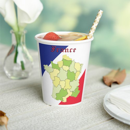 France National Colours And Map Paper Cups