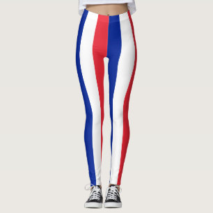 France National Flag Colors Vertical Striped Leggings
