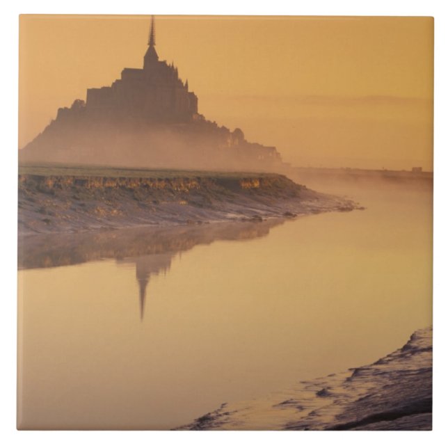 FRANCE, Normandy Mont St. Michel. Morning Light Ceramic Tile (Front)