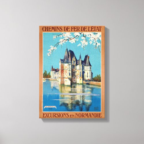 France Normandy Restored Vintage Travel Poster Canvas Print