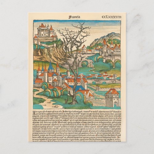 France Nuremberg Chronicle 1493 Medieval Old Book Postcard