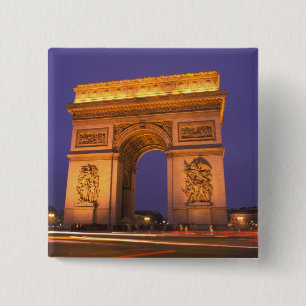 France, Paris, Arc de Triomphe at dusk. Button
