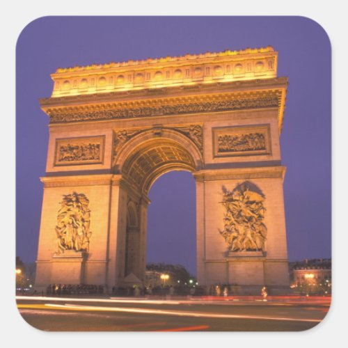 France Paris Arc de Triomphe at dusk Square Sticker