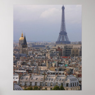 France, Paris, cityscape with Eiffel Tower Poster