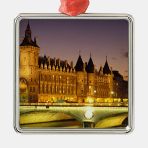 France, Paris, Conciergerie and river Seine at Metal Ornament