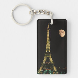 France, Paris. Eiffel Tower at night with Keychain