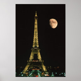 France, Paris. Eiffel Tower at night with Poster