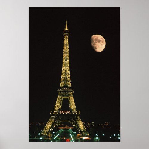 France Paris Eiffel Tower at night with Poster