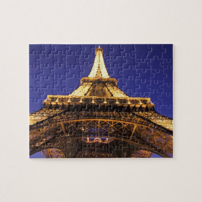 FRANCE, Paris Eiffel Tower, evening view Jigsaw Puzzle (Horizontal)